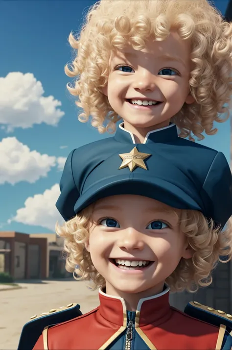 My Hero Academy Screenshot.
A shock of curly albino hair, with bangs, eyes like the sky, always smiling.