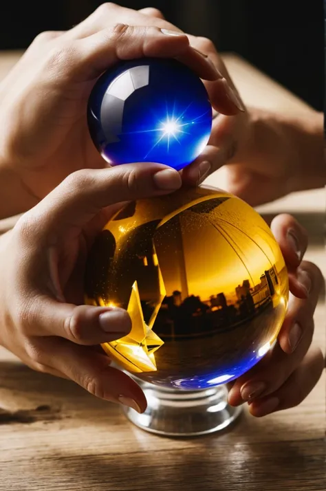 A hand holding a crystal ball