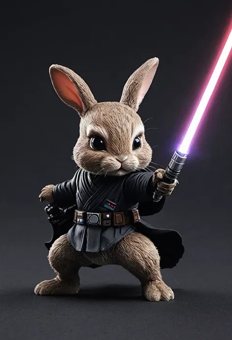 Little bunny with a lightsaber、A dynamic appearance、