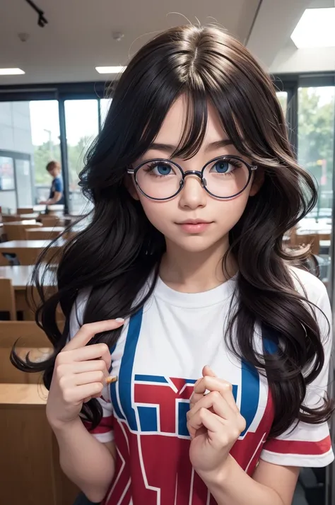 my hero academia,  with wavy hair and round glasses