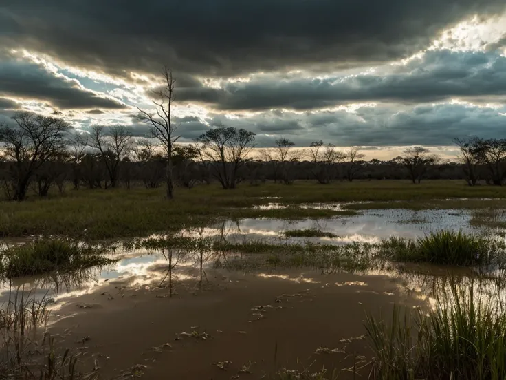 Swamp Dark Deserted Mud Cloudy Sky