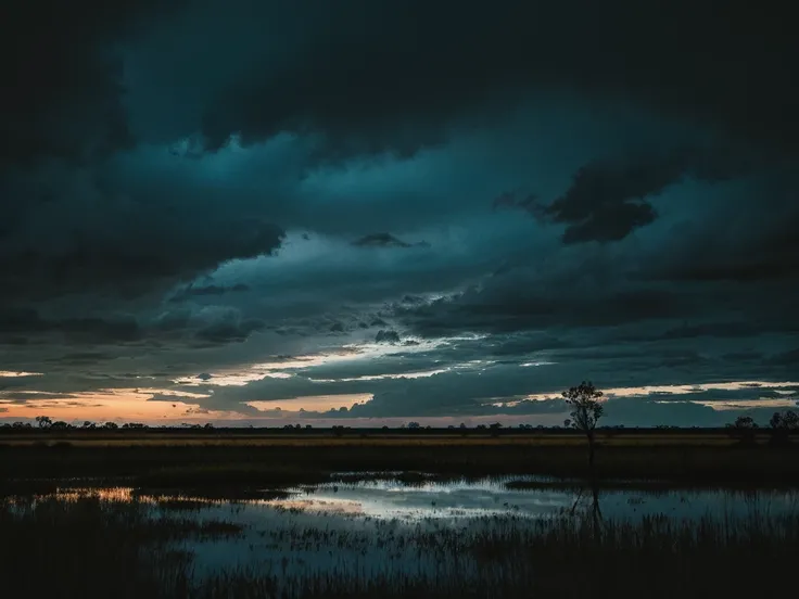 Swamp Dark Deserted Mud Cloudy Sky