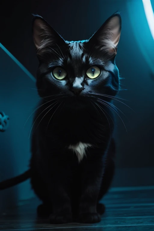 "(Best Quality,ultrarealistic:1.2),futuristic cat with 4 legs,Killer look,futuristic background,murderous instinct,detailed skin,Sharp claws,intense look,bright Eyes,high-tech atmosphere,Sci-fi lighting,vivid colors"