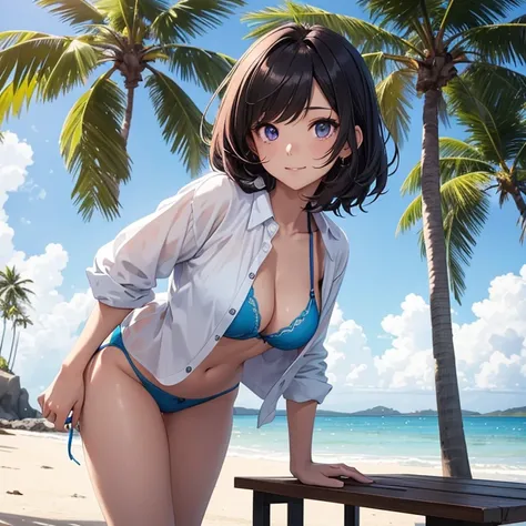 You will be able to create anime images of a 19-year-old woman, standing on the sand of the beach in Japan with few palm trees around on a starry night with few clouds. (Side photo). She measures 172cm and her measurements are B 60, W 30 and H 90; She has ...