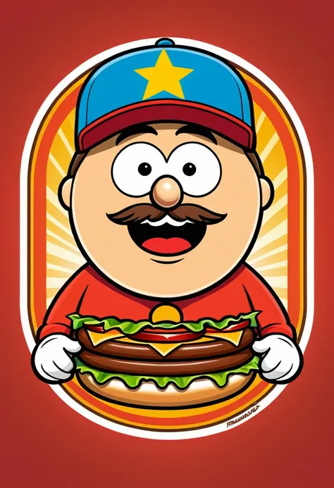 Generate a logo mascot of a Hamburguer Man for a restaurant called "El Hambreado" where hotdogs and hamburgers are served. El estilo de dibujo tiene que ser el de la serie "South Park"
