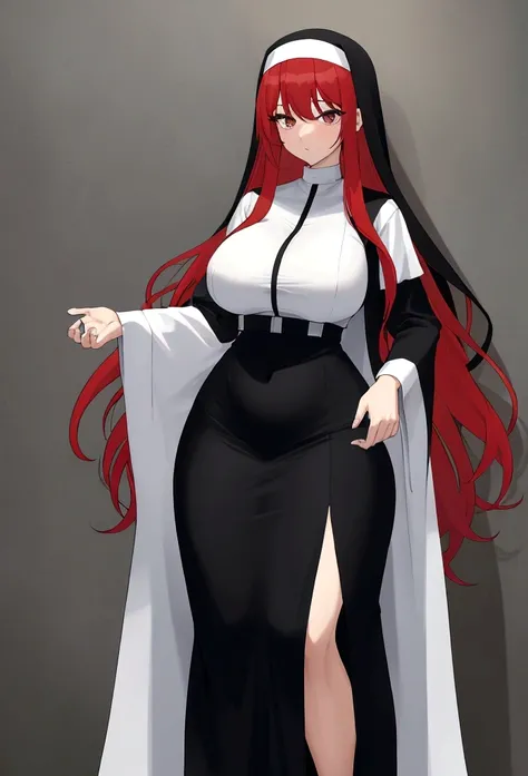 My name is Hikaru, I am a white test woman with long red hair and black eyes. I am 1.60cm tall and weigh 46kg. My breast sizes are 300 cm, my waist is 60 cm and my hips are 200 cm. Dressed in a black nuns outfit, tight and tight and Velo. With big breasts ...