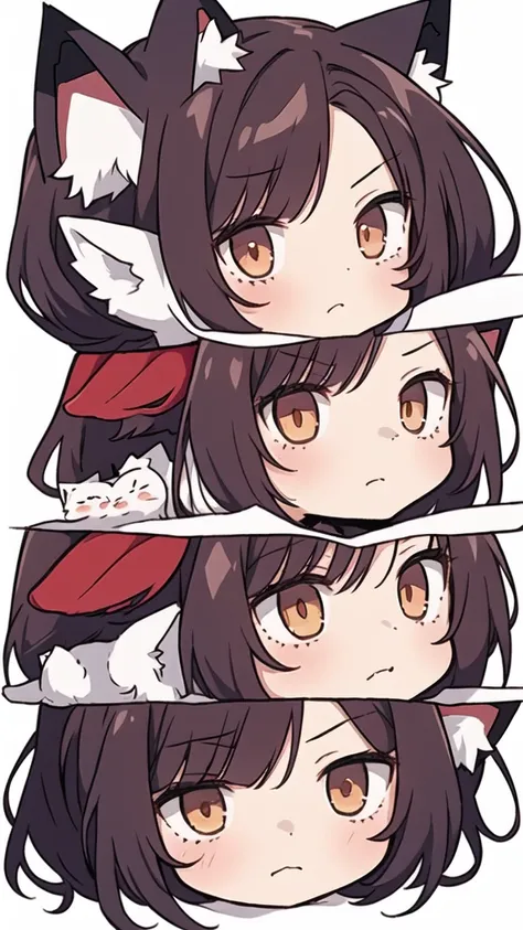 1 girl, head, ((white background, red cliff)), expression, tingyun, cat ear girl