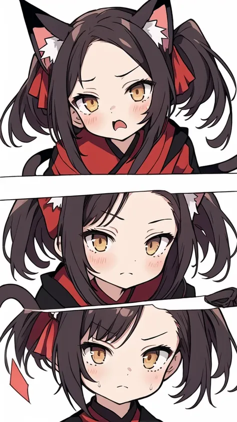 1 girl, head, ((white background, red cliff)), expression, tingyun, cat ear girl，白色head发