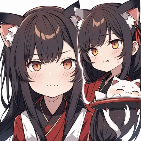 1 girl, head, ((white background, red cliff)), expression, tingyun, cat ear girl，((白色head发))