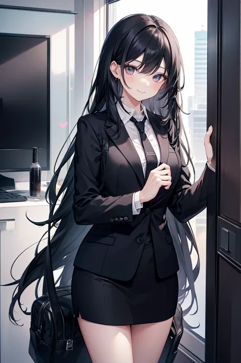 The male protagonist is talking to a woman with long black hair dressed in business attire., The woman is smiling.、Photography is fun, 5 Luxury Offices,NSFW,Sex