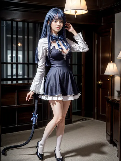 (1 lady), the beautiful, (best quality at best:1.4), (ultra - detailed), (extremely detailed cg unified 16k), blue hair, very de...