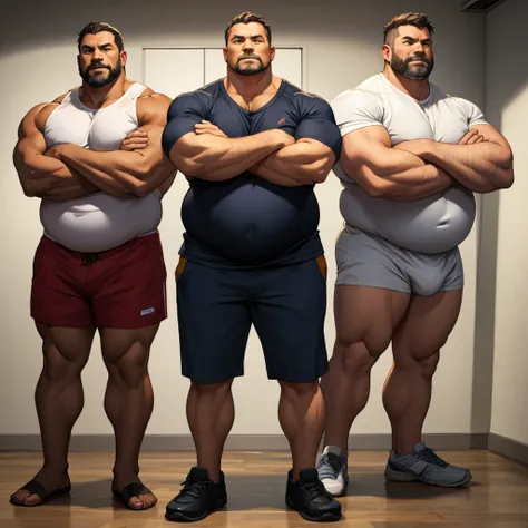 modern　Middle-aged men　Large　overweight　Muscular　naked　Standing with your legs apart　Arms crossed