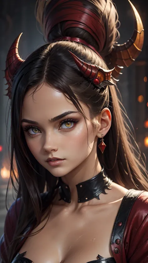 (((Masterpiece))), Best Quality, Hyper Detailed Gouache Style Painting Portrait of a Group of Enchanting Female Demons, Glowing Red/Yellow Eyes, Smooth Shadows, Hyper Realistic Textures, 8K, Best Quality, Realistic Cartoony Features, Stylized Illustration,...