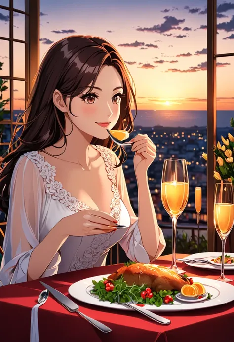 woman romantic dinner