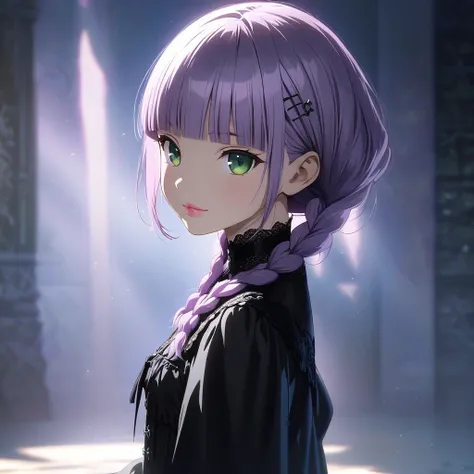 (Cute a girl:1.5), anime visual, (Black gothic lolita outfit, black boots, from side:1.3 ),boots focus, (Lovey-dovey:1.5), (tilt head:1.3), extremely delicate face, soft clean focus, realistic lighting and shading, (an extremely delicate and beautiful art:...