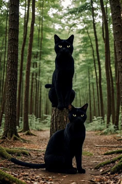 Black human cat in the forest