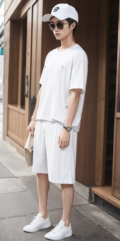 casual clothing style, ( ( white, 2020 fashion, short sleeve, wear fisherman&#39;s 🧥, extra large, cute casual streetwear, korea...