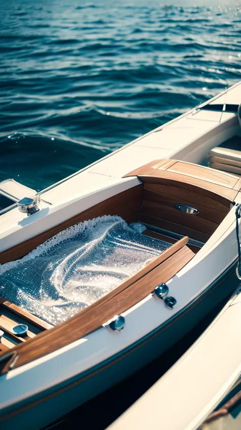 Summer Dream，Boat，Dreamy lighting，The scattered water drops float in the air and sparkle in the sun，HD，Details，The best quality is waiting to start 