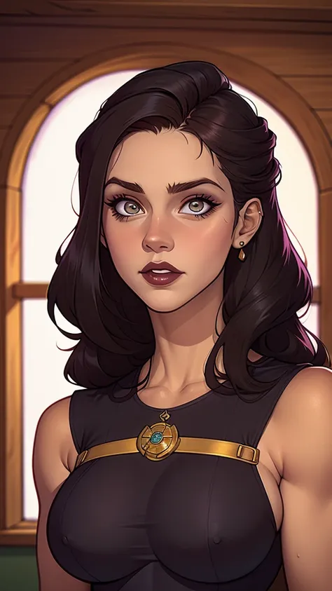 Um closeup De uma mulher em um top preto e um sutiã preto, estilo De arte De charlie bowater, Estilo Charlie Bowater, retrato De vampiro, arte Do personagem charlie bowater, Alena Aenami e Artgerm, Neoartcore e Charlie Bowater, Charlie Bowater cores ricas ...