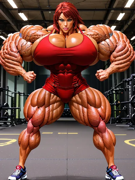 huge rentb style woman muscle hard biceps peak