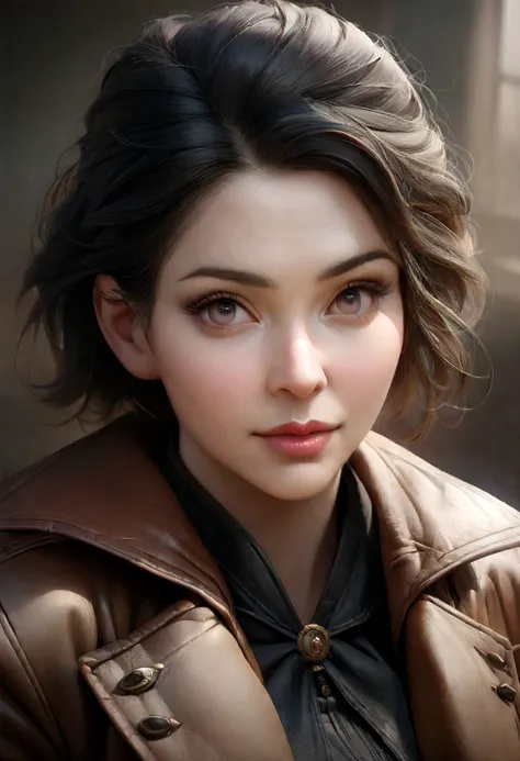 (Masterpiece:1.3), (8K, realistic, raw image, best quality: 1.4), (1 girl), Beautiful face, (realistic face), (black hair, short hair:1.3), beautiful hairstyle, realistic eyes, Beautifully detailed eyes, (realistic skin), Beautiful skin, (coat), nonsense, ...