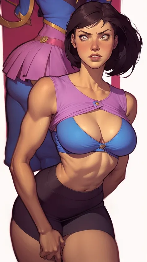 a close up of a woman in a short skirt and shirt, kate bishop, Alena Aenami e Artgerm, artgerm and Ilya Kuvshinov, Ilya Kuvshinov. 4K, Faye Valentim, nico robin, 极其详细的Artgerm, style artgerm, Estilo Ivan Talavera e Artgerm, comic pinup style