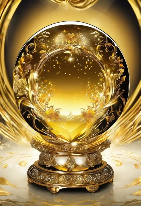 Crystal ball in the center、Beautifully decorated、Wallpaper Art、Background gold、