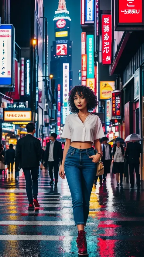 **Prompt for a Realistic Image: Sexy and Beautiful American Model in Tokyo at Night**

Create an ultra-realistic, high-resolution image of a sexy and beautiful American model wearing street casuals in the bustling city of Tokyo at night. The scene captures...