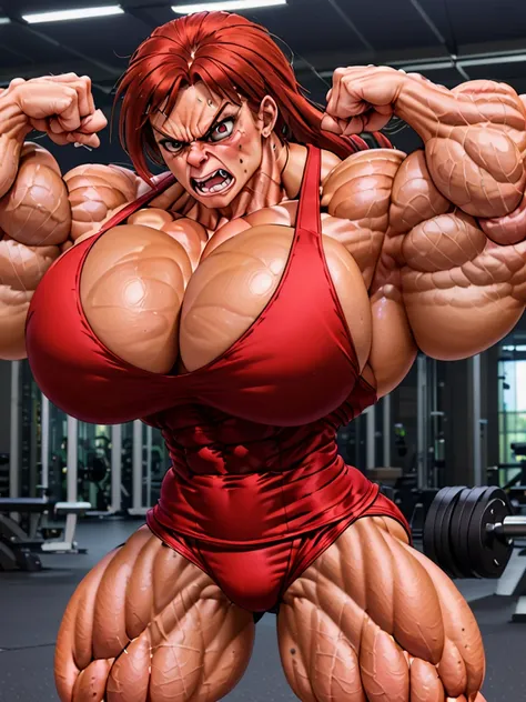 Muscle woman  angry flex