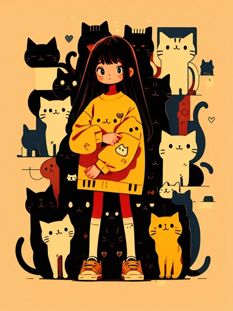 masterpiece,best quality,1girll,cat,long sleeves,