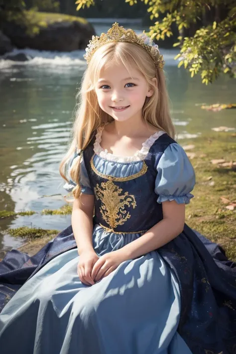 A 6-year-old beautiful girl painted in an oil painting style reminiscent of an impressionist painting. She is fair-skinned and、With long blonde hair, She is wearing a gorgeous Rococo dress.

She is looking at me and smiling.
The image quality is realistic....