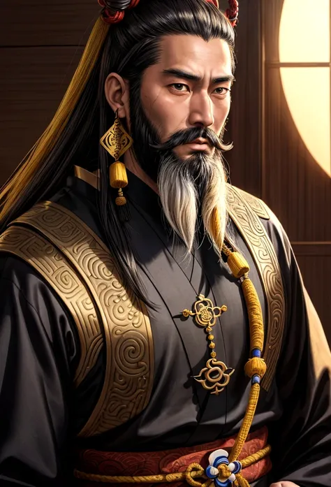 close up of man with beard and long beard, onmiji detailed art, inspired by hua hua bin, onmiji portrait, songs inspired by huan...