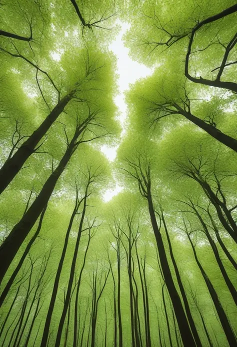 Minimalism，spring，Towering woods，Green Theme