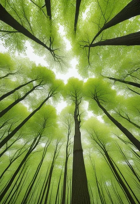 Minimalism，spring，Towering woods，Green Theme