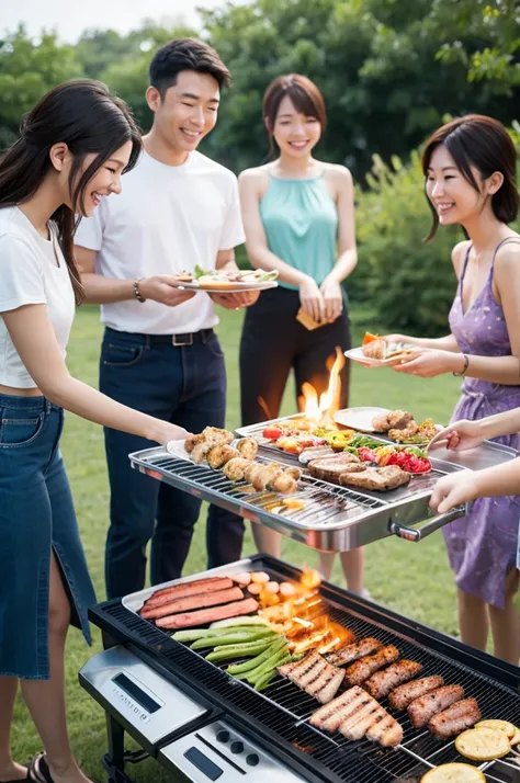 woman、Everyone at a barbecue