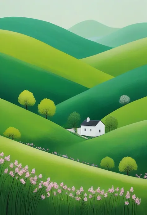 Minimalism，spring，Hills，Green Theme