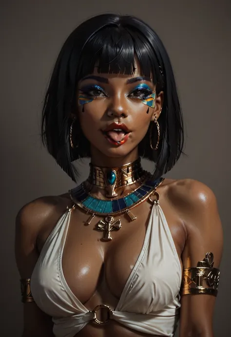 score_9, score_8_up, score_7_up, score_6_up, 1girl, solo, jewelry, rating: safe, brown_eyes, black_hair, lips, makeup, armlet, breasts, egyptian, egyptian_clothes, dark_skin, nose, earrings, gold, lipstick, cleavage, realistic, looking_at_viewer, medium_br...