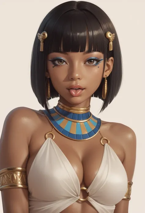 score_9, score_8_up, score_7_up, score_6_up, 1girl, solo, jewelry, rating: safe, brown_eyes, black_hair, lips, makeup, armlet, breasts, egyptian, egyptian_clothes, dark_skin, nose, earrings, gold, lipstick, cleavage, realistic, looking_at_viewer, medium_br...