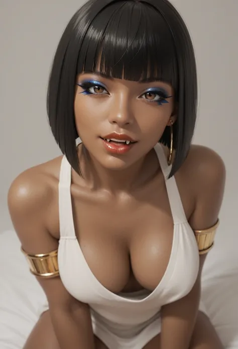 score_9, score_8_up, score_7_up, score_6_up, 1girl, solo, jewelry, rating: safe, brown_eyes, black_hair, lips, makeup, armlet, breasts, egyptian, egyptian_clothes, dark_skin, nose, earrings, gold, lipstick, cleavage, realistic, looking_at_viewer, medium_br...