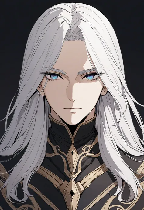 best quality, high quality,ulutra detailed,16k,line art,hard-edged,upper body,expressionless,beautiful detailed eyes,white hair,(thirties man:1.5),wizard,white hair,expressionless,beautiful detailed eyes,no background