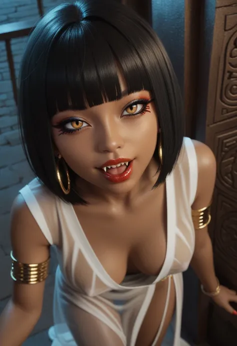 score_9, score_8_up, score_7_up, score_6_up, 1girl, solo, jewelry, rating: safe, brown_eyes, black_hair, lips, makeup, armlet, breasts, egyptian, egyptian_clothes, dark_skin, nose, earrings, gold, lipstick, cleavage, realistic, looking_at_viewer, medium_br...