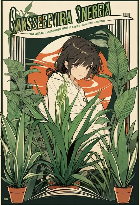 Foliage plant（Sansevieria）movie poster style