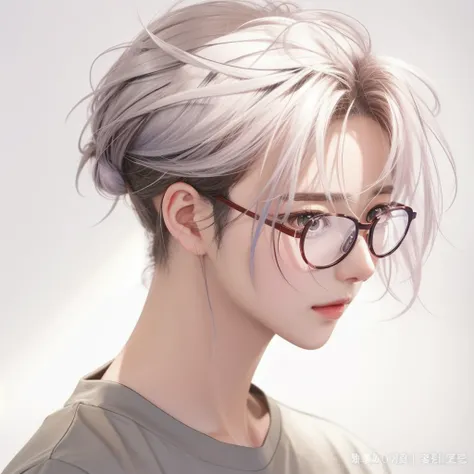 a close up of a woman with glasses and a blue shirt, realistic , manhwa, inspired by Ma Yuanyu, with glasses, ; visual novel, realistic young anime girl, visual novel cg, hyperrealistic , semi realistic anime, anime visual of a young woman, attractive anim...