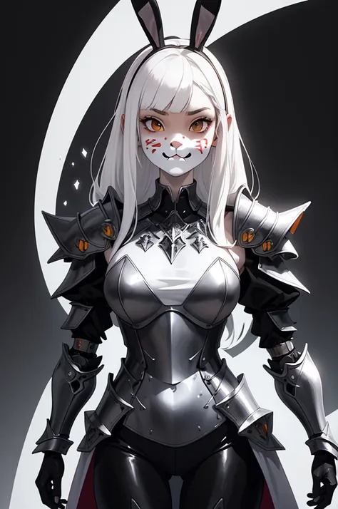 1girl, xivuraeuscoat, cat ears, side-swept bangs, tall slender girl, (pale strong body:1.7), cyborg futubot, opal white bib, rub...