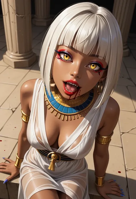 score_9, score_8_up, score_7_up, score_6_up, 1girl, solo, jewelry, rating: safe, brown_eyes, black_hair, lips, makeup, armlet, breasts, egyptian, egyptian_clothes, dark_skin, nose, earrings, gold, lipstick, cleavage, realistic, looking_at_viewer, medium_br...