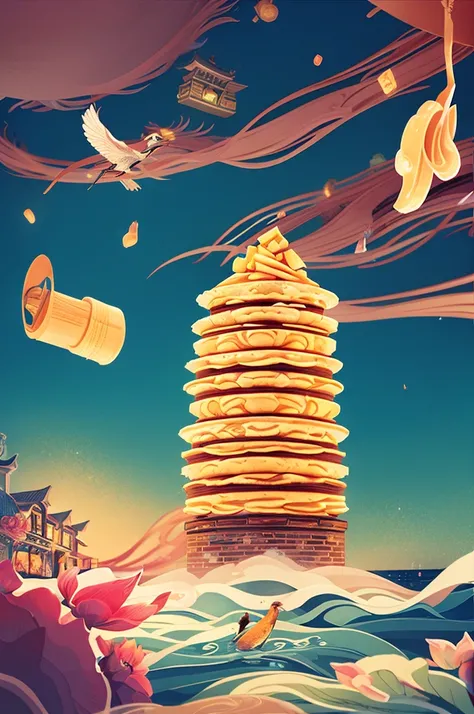 Many stacked pancakes