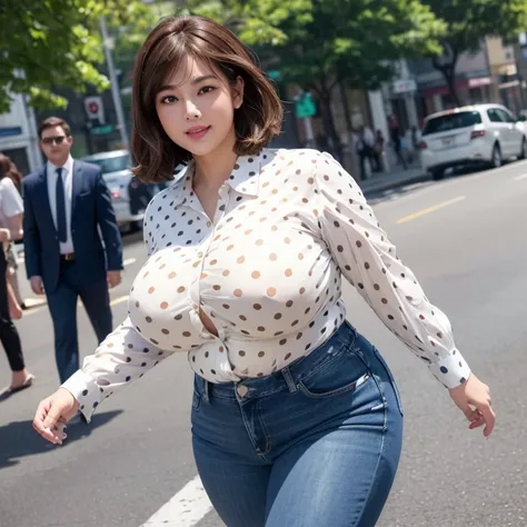 (8K、RAW Photos、Highest quality、masterpiece:1.2、Full body image)、(Genuine、Realistic:1.4)、(Highly detailed 8K wallpapers)、Sharp focus、Age 35、1 female、height: 160cm、Curvaceous body 、(Big Breasts:1.3)、(Big Hips:1.3)、(plump:1.5)、(Thigh 1.3)、Fair skin、Cute face、...