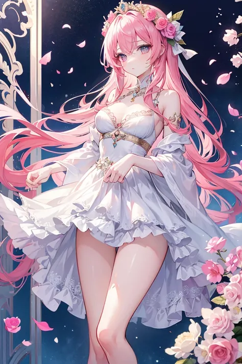 (masterpiece), best quality, expressive eyes, perfect face An Aegirosa is a vision of incomparable beauty, with long pink hair that falls in soft waves down to her waist. Their eyes, the same tone, shine with a captivating shine, reflecting the softness of...