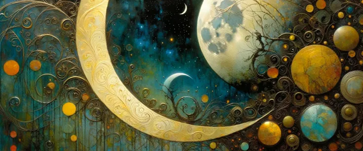 the moon, Artwork inspired by Dave Mckean, intricate details, oil painted
