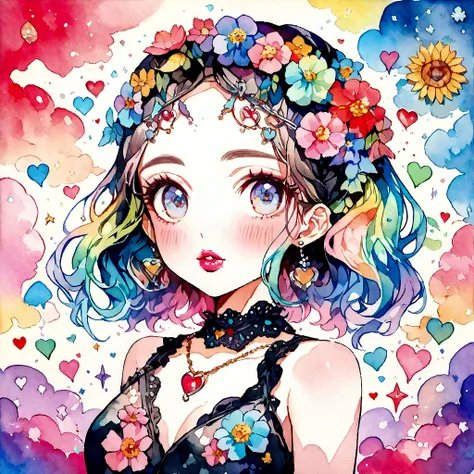 Mai Yoneyama Style、(((stylish fashion))), 8K Quality、Intense watercolor, Detailed watercolor art, Watercolor splash, Surreal, avant-garde pop art, Beautiful and expressive paintings, Beautiful artwork illustration, Very colorful tones, wonderful, Cool beau...